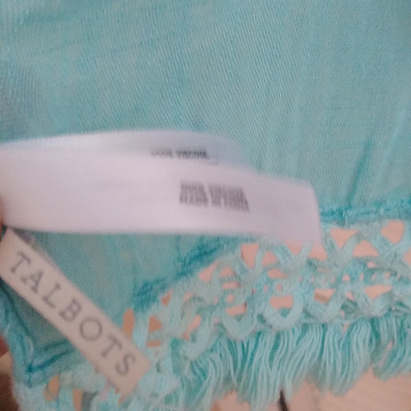 Aqua blue soft scarf shawl with fringes hem - Picture 3 of 3